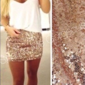 Rose gold sequin mini skirt